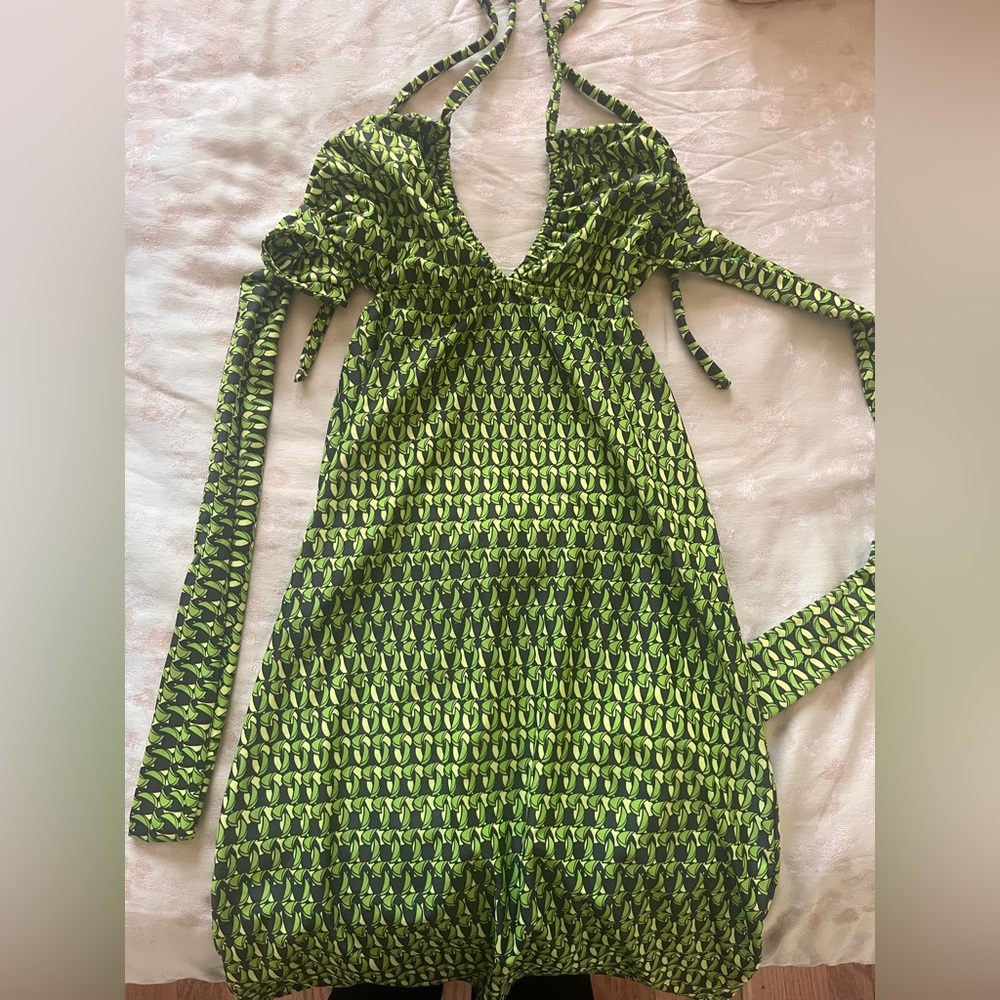 Vintage Green Patterned Dress